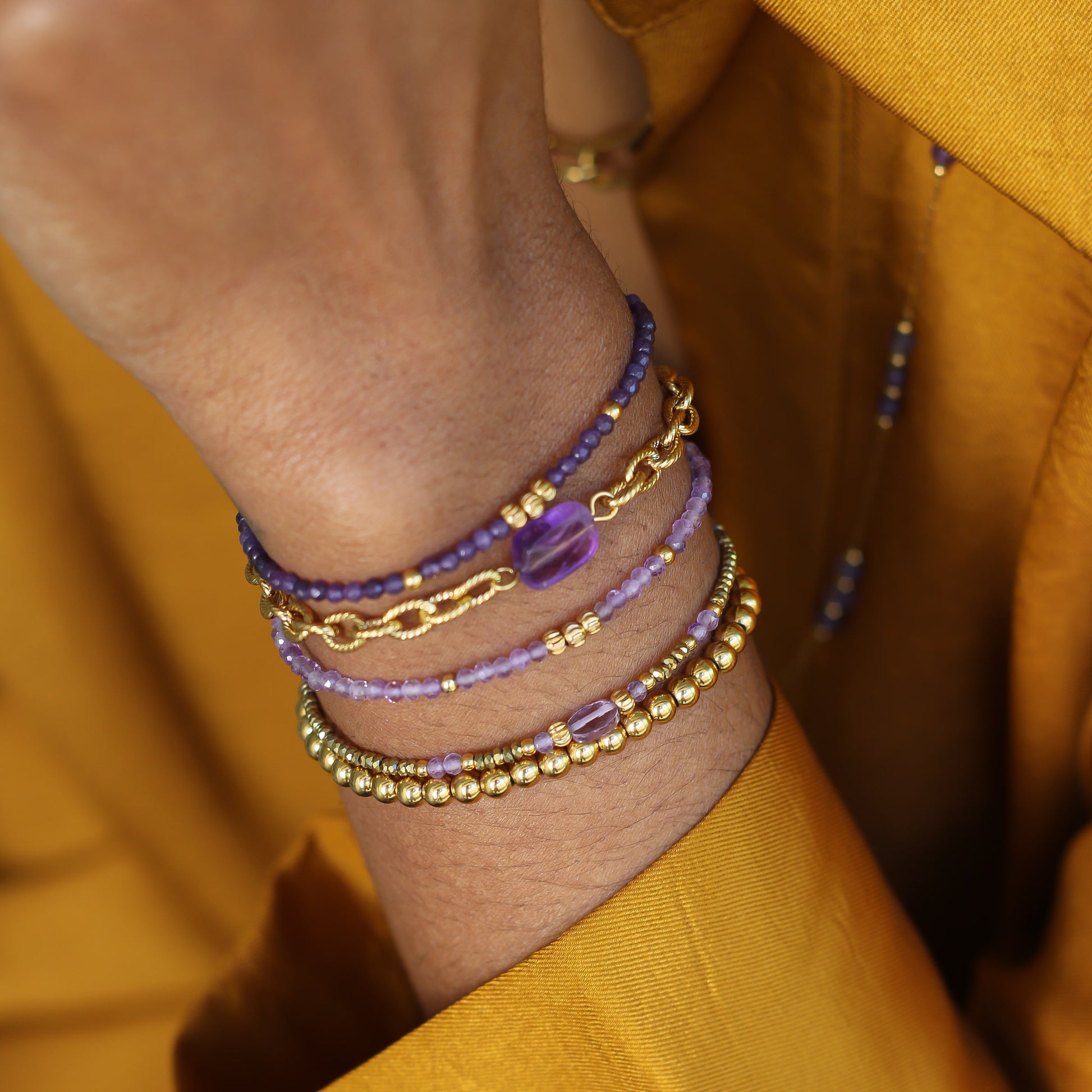 Bracelet Chaîne Améthyste assemblé à la main en France 