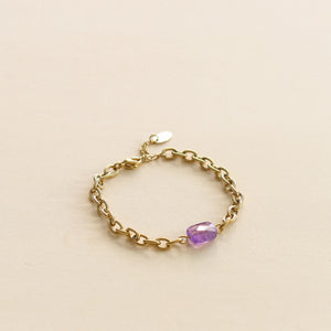 Bracelet Chaîne épaisse et Améthyste monté à la main