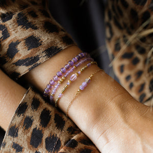 Bracelet 3 perles Améthyste monté à la main en France