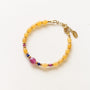 Bracelet Mosaïque Aventurine jaune et Rubis, Mahny pierres assemblées main, Paris.