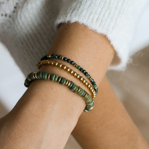 Bracelet Boules Dorées à superposé avec des pierres naturelles