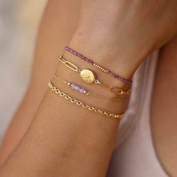 bracelet chaine acier soleil createur 
