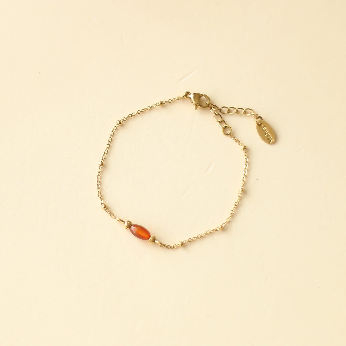 Bracelet Agate rouge chaîne fine