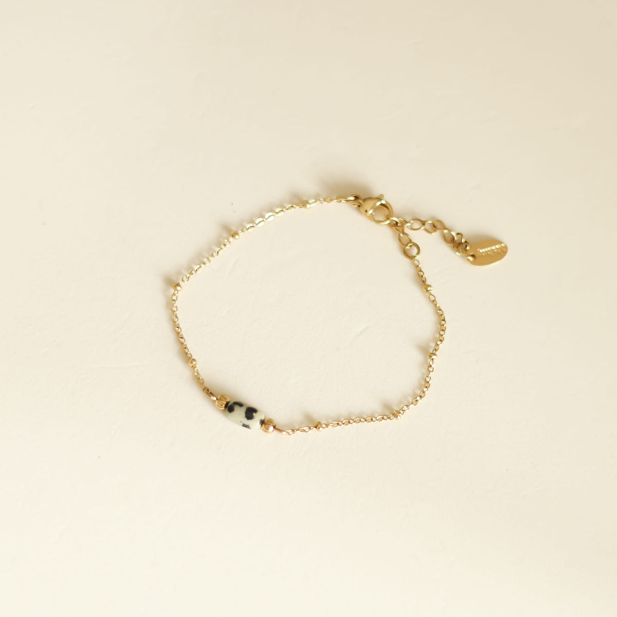 Bracelet Jaspe Dalmatien chaîne fine