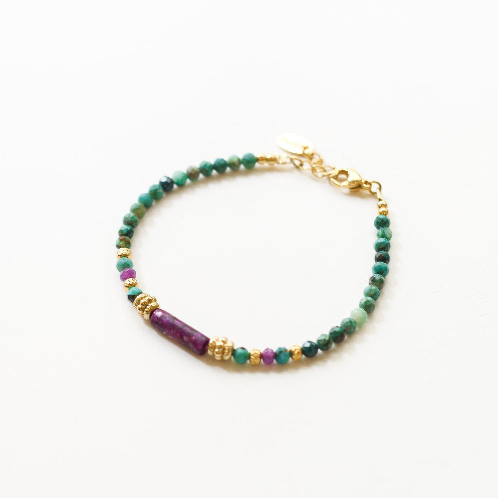 bracelet chrysocolle lépidolite pierre naturelle bijou