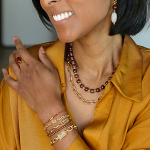 Bracelet Chaîne épaisse Citrine pierre naturelle jaune