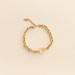 Bracelet Chaîne torsadée en acier inoxydable et Citrine 