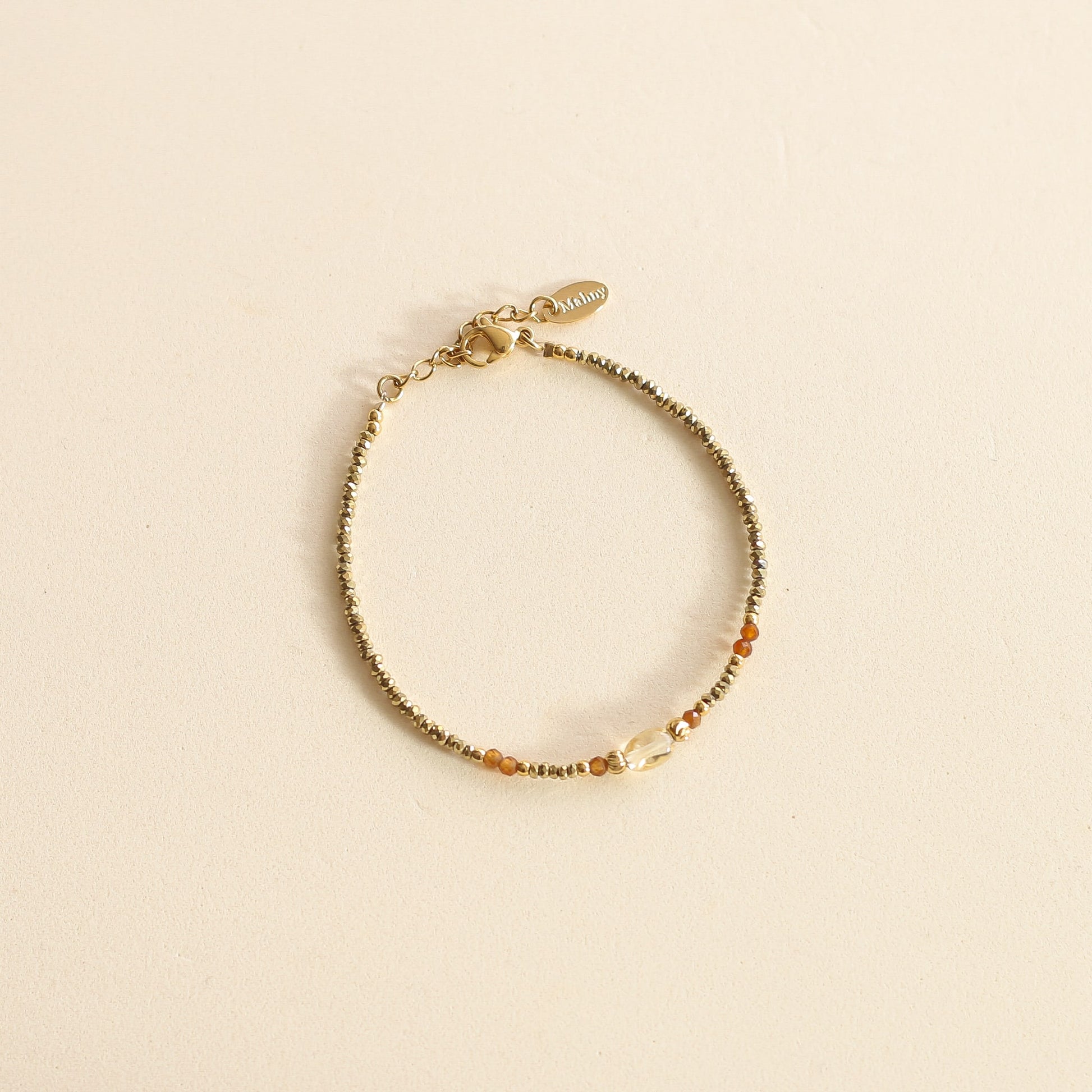 Bracelet en perles d'Hématite et Citrine dorée et jaune