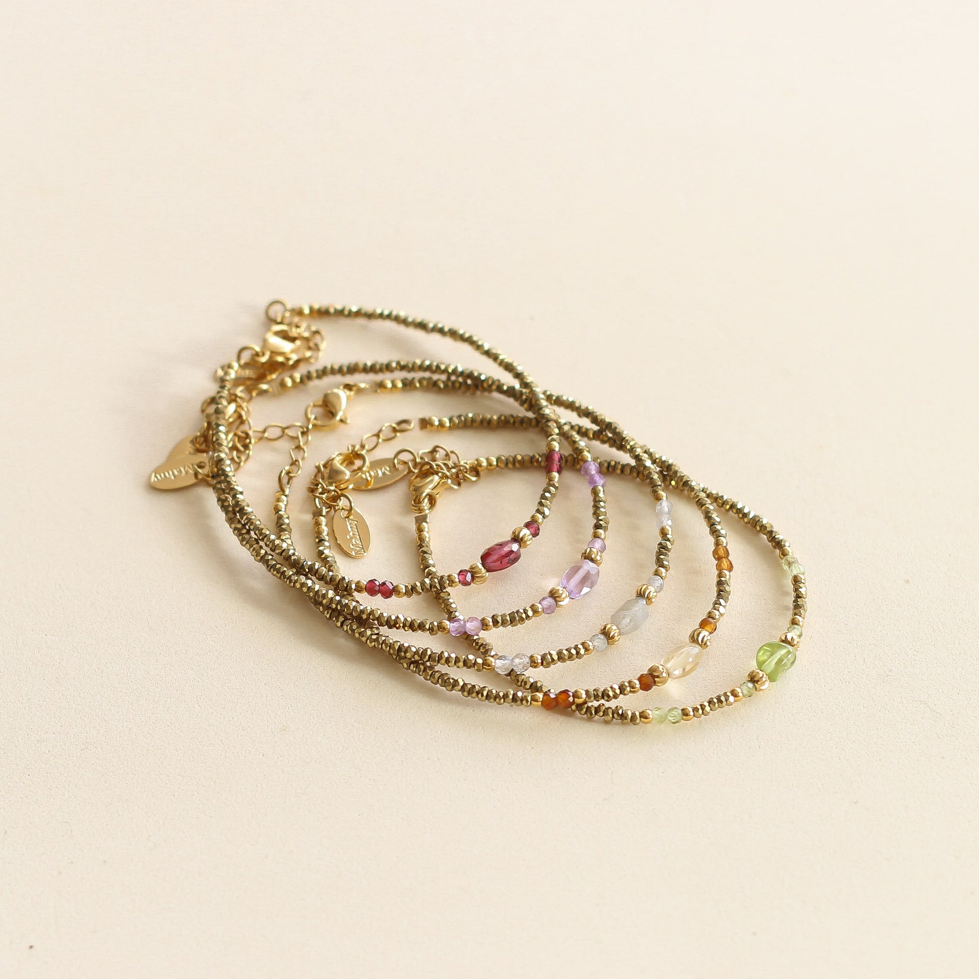 Bracelet Hématite Citrine pierres fines naturelles jaunes et dorées