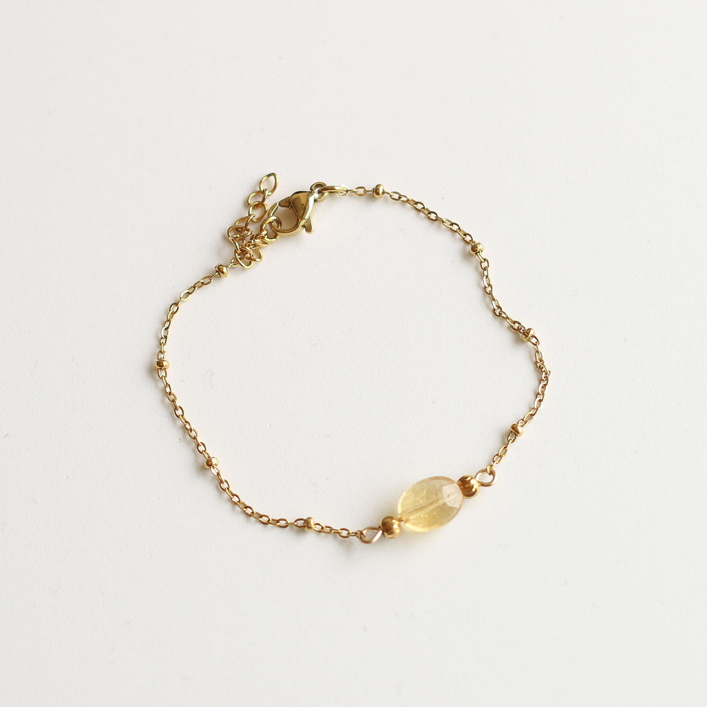 bracelet citrine pierre naturelle jaune acier