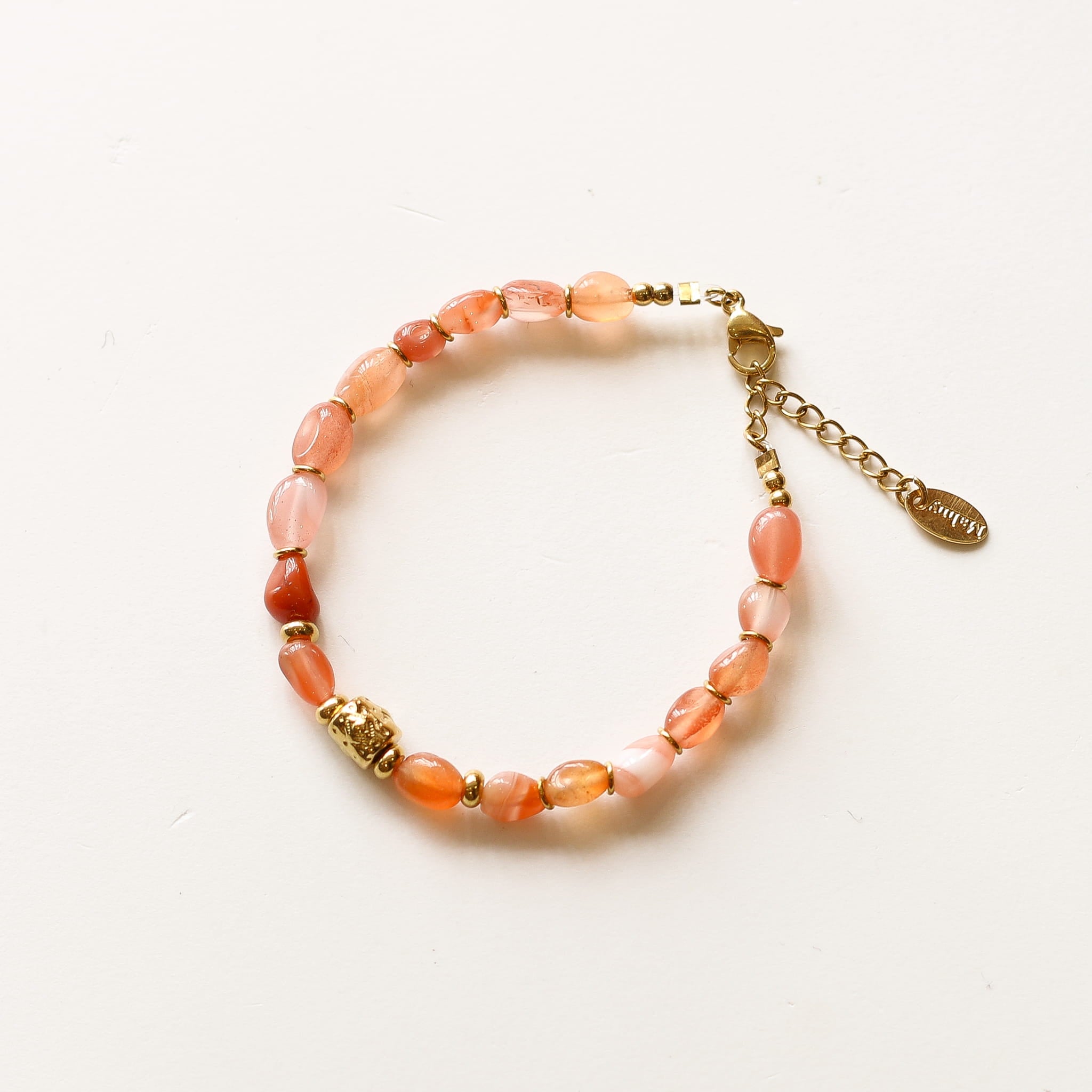 Bracelet Cornaline pierre, Mahny pierres assemblées main, Paris.