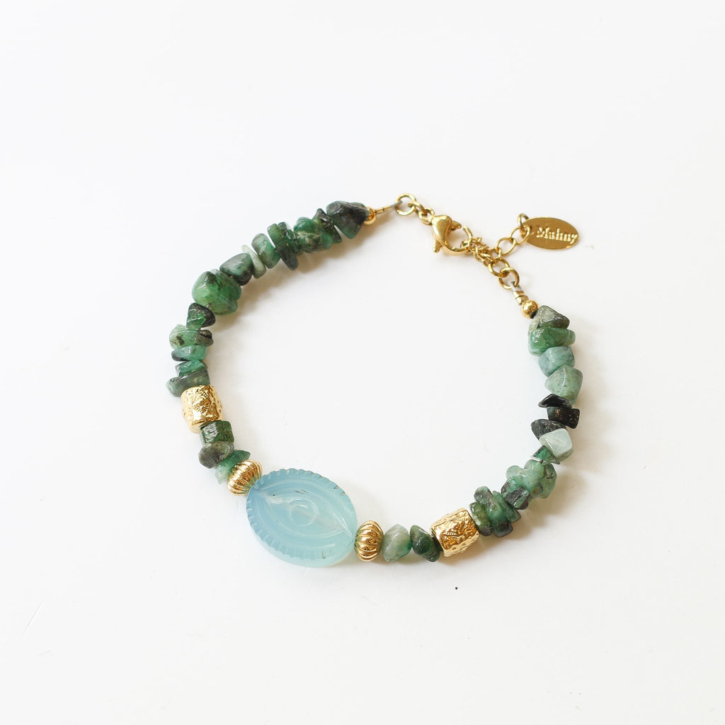 bracelet émeraude aigue marine cadeau femme