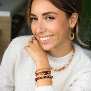 Bracelet Chaîne Grenat Orangé monté à la main à Paris