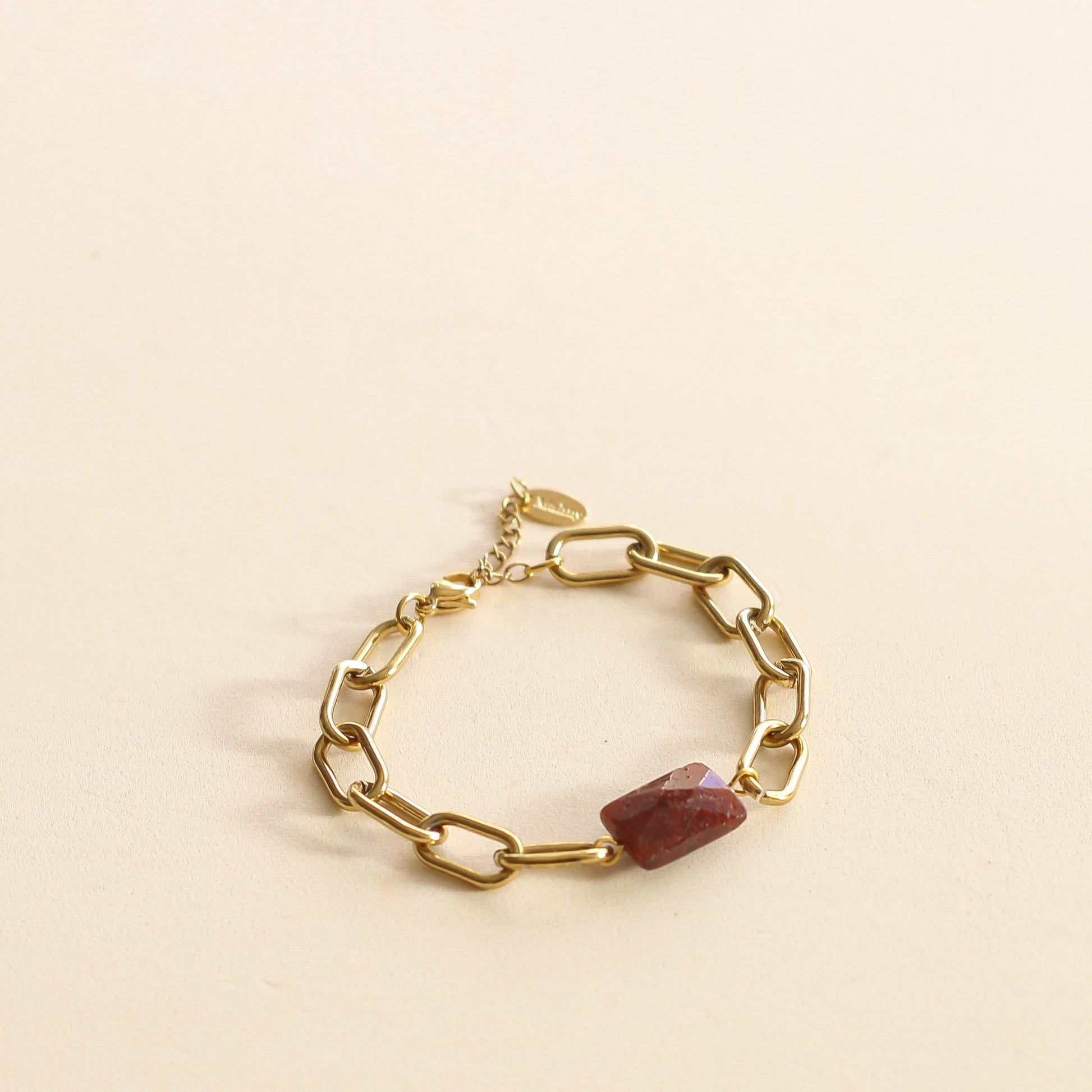 Bracelet Chaîne Grenat Orangé assemblé à la main en France