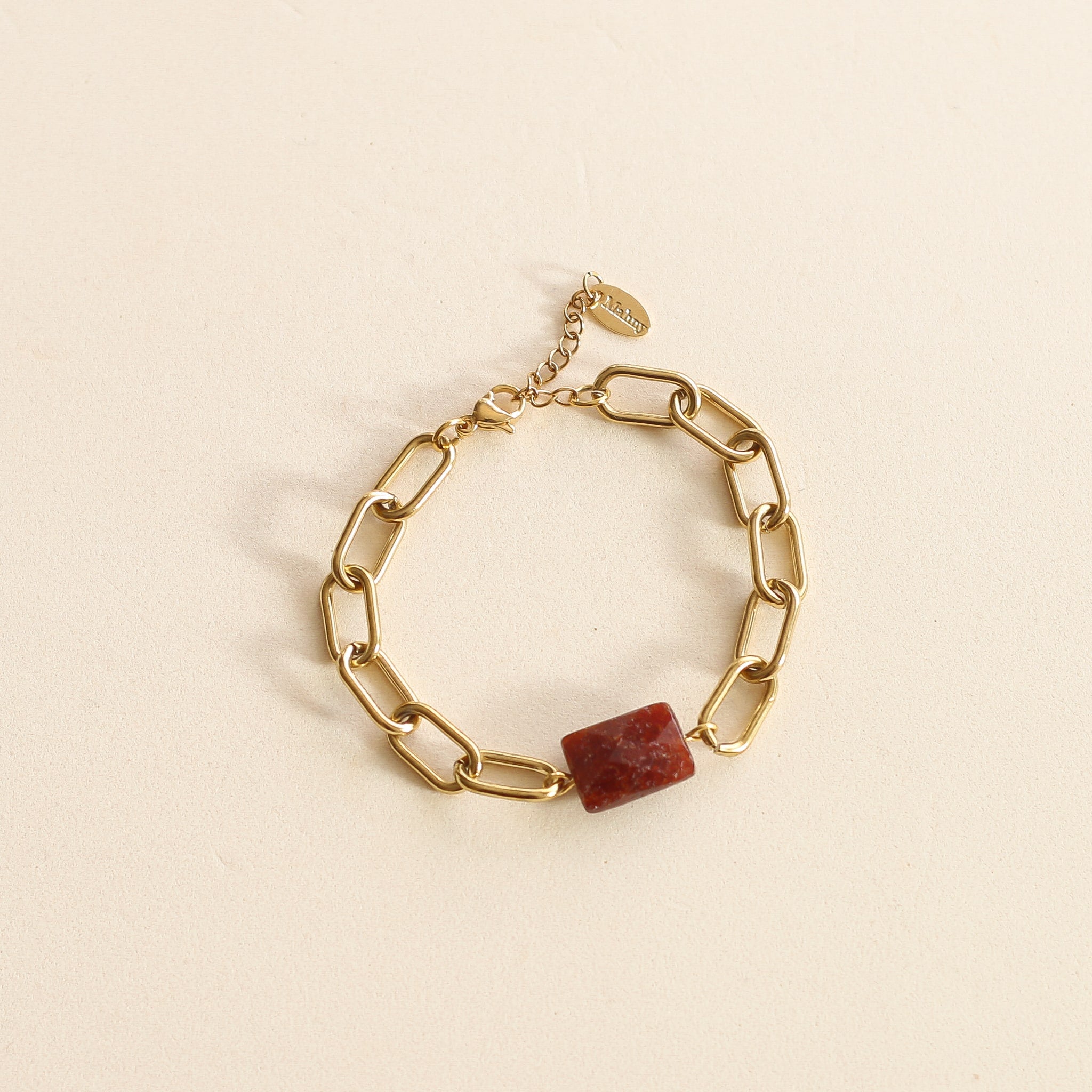 Bracelet Chaîne épaisse en acier inoxydable Grenat Orangé 