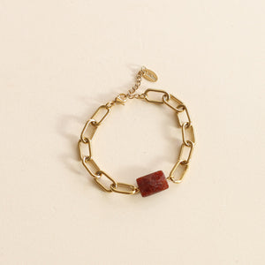 Bracelet Chaîne épaisse en acier inoxydable Grenat Orangé 