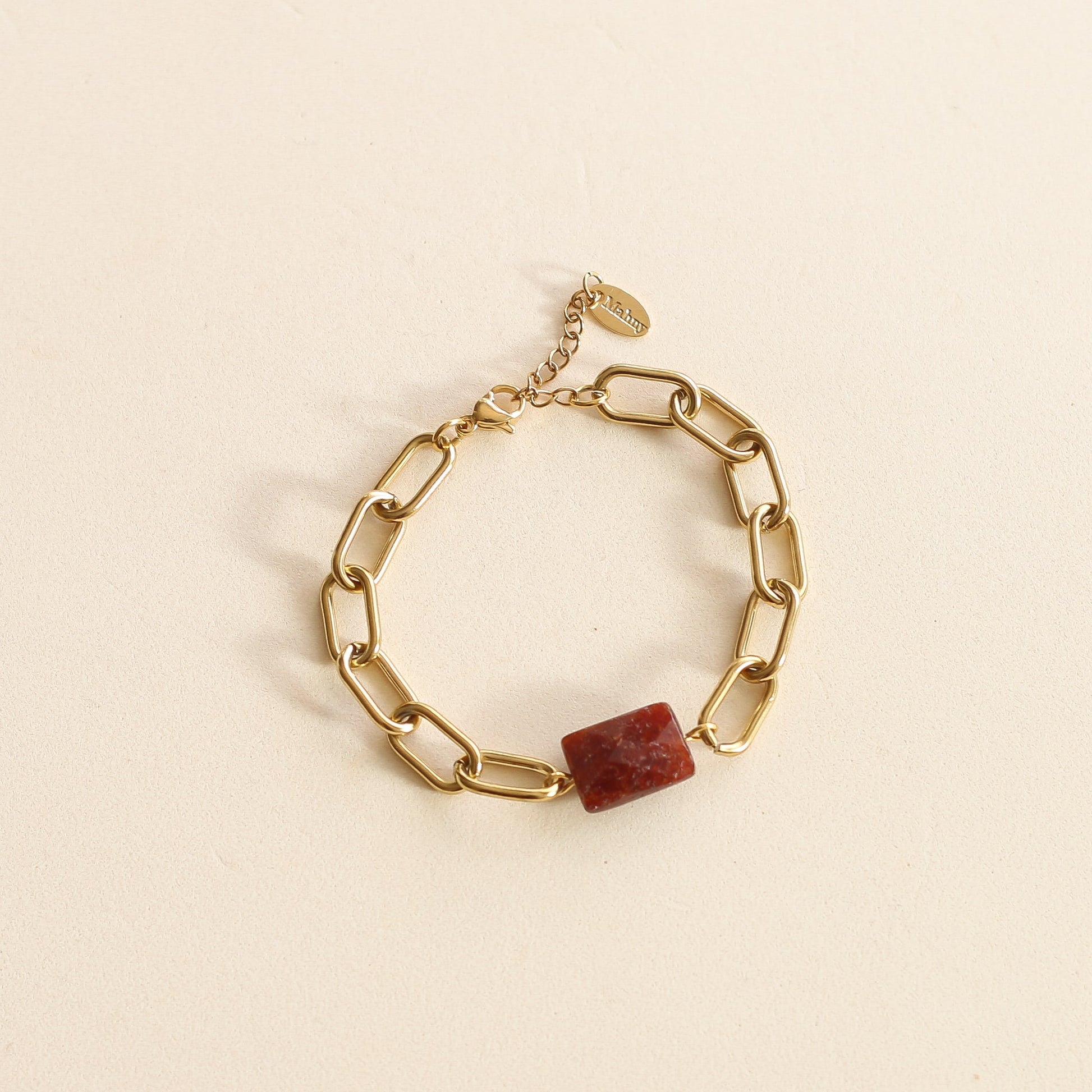 Bracelet Chaîne épaisse en acier inoxydable Grenat Orangé 