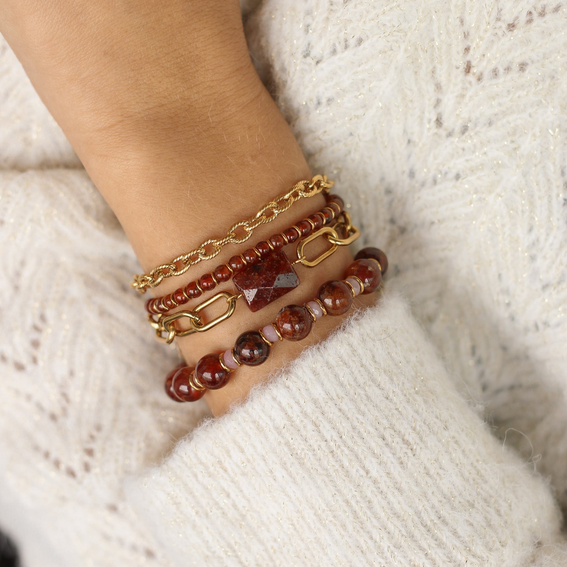 Bracelet Billie en Grenat Orangé parfait pour le printemps