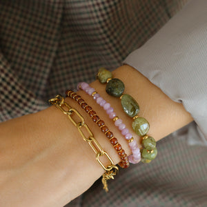 Bracelet Billie en perles de Grenat Orangé et détails doré