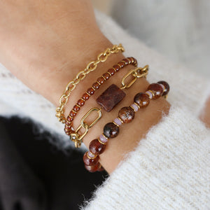 Bracelet Billie en Grenat Orangé et détails en acier inoxydable durable