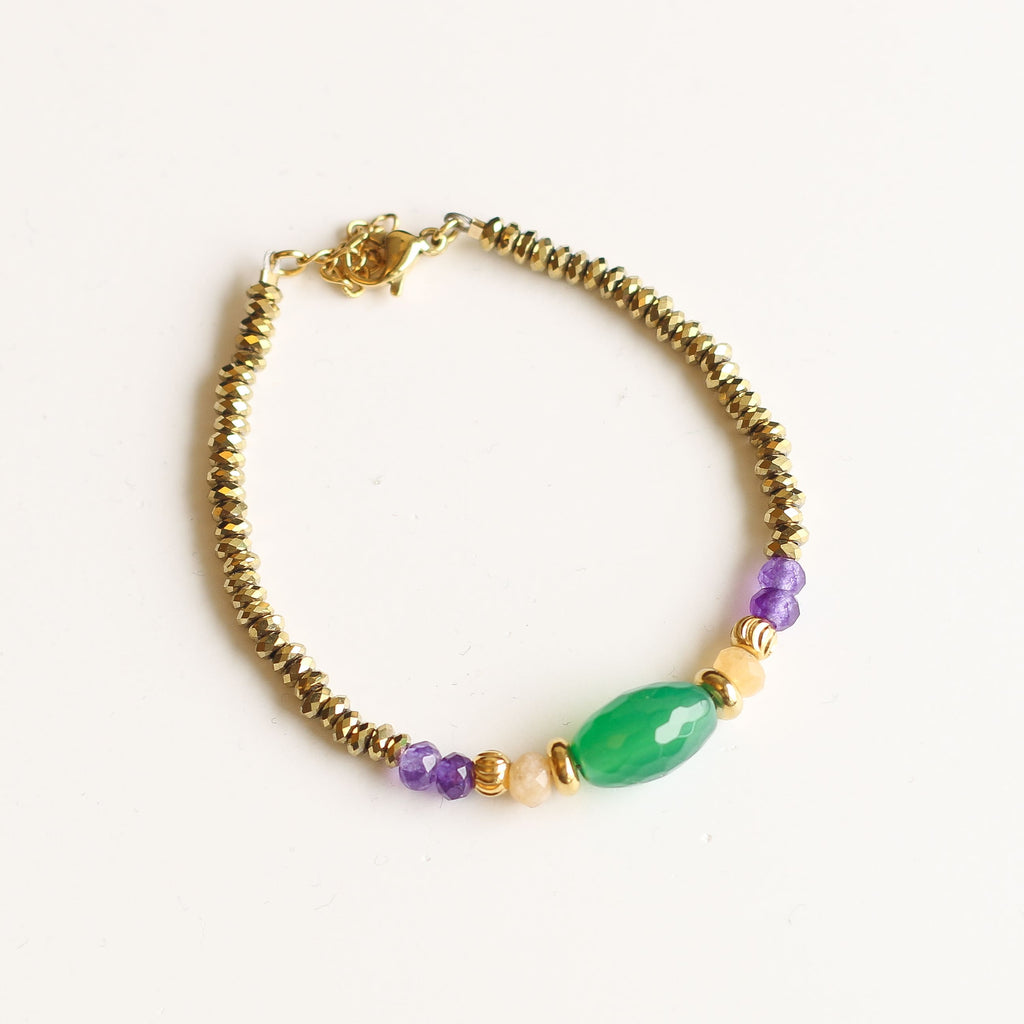 bracelet agate verte hématite perle coloré