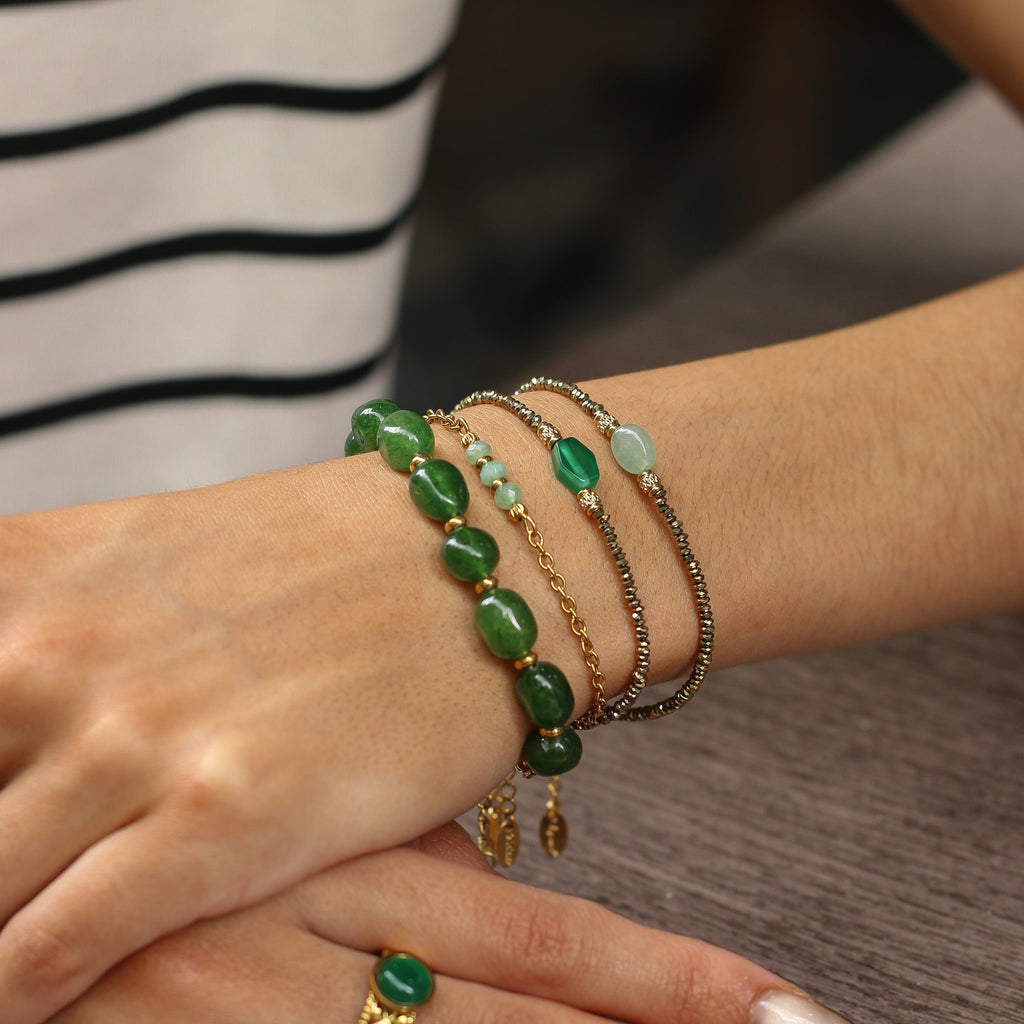 bracelet bijou vert pierre naturelle