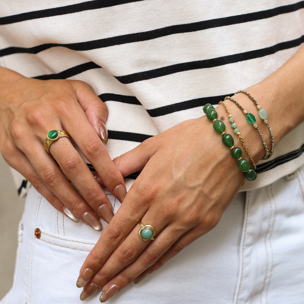 bracelet femme acier inoxydable vert