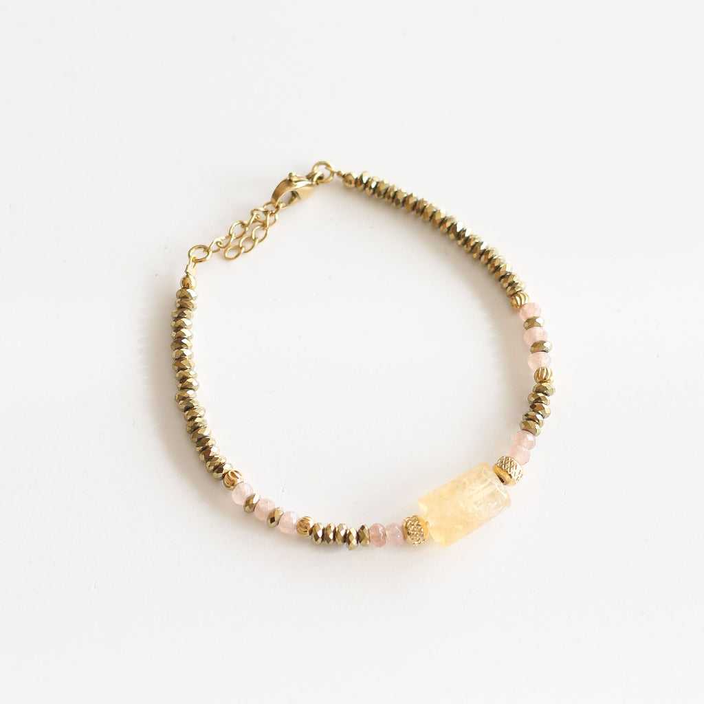 bracelet citrine hématite pierre naturelle jaune