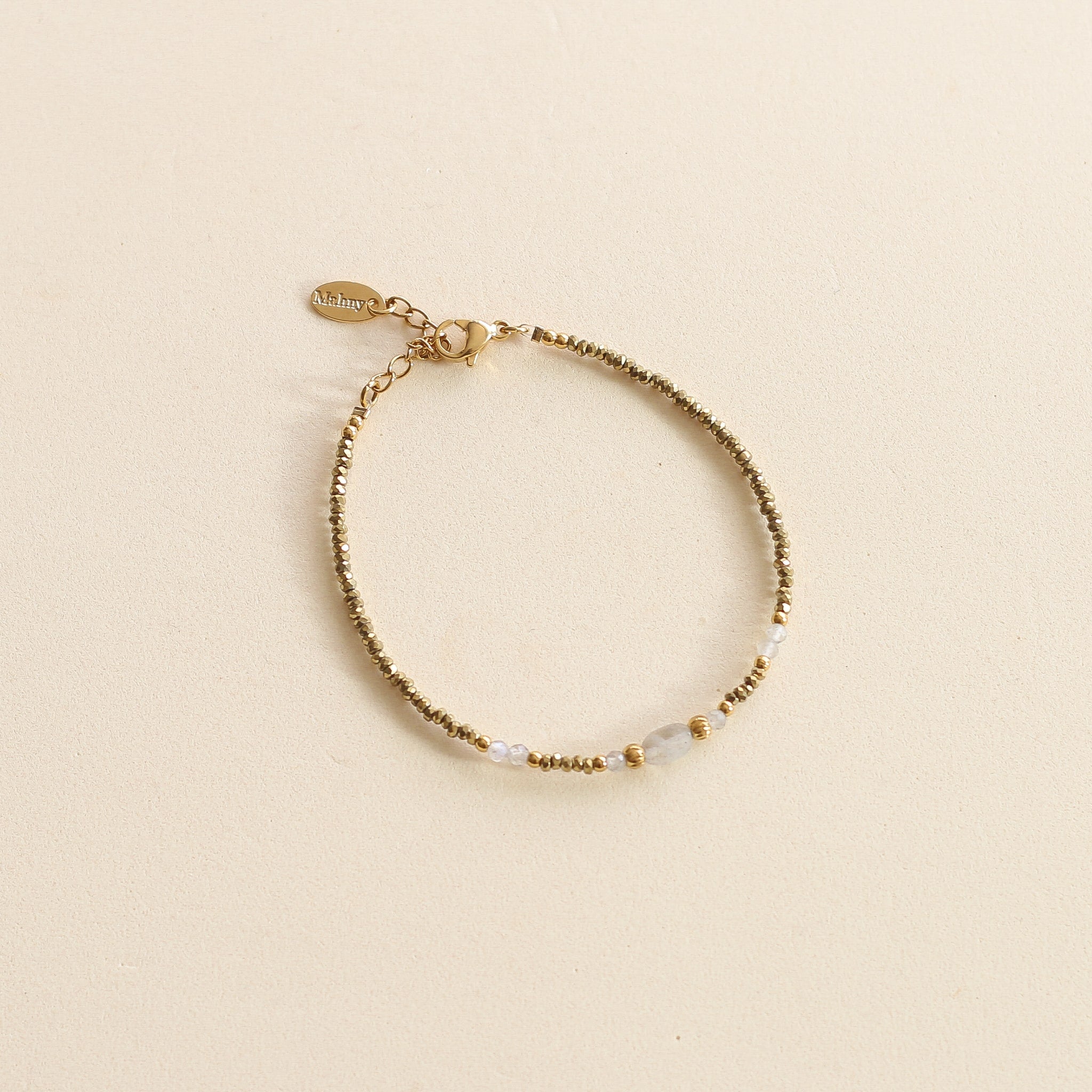 Bracelet Hématite dorée et Labradorite aux reflets bleus