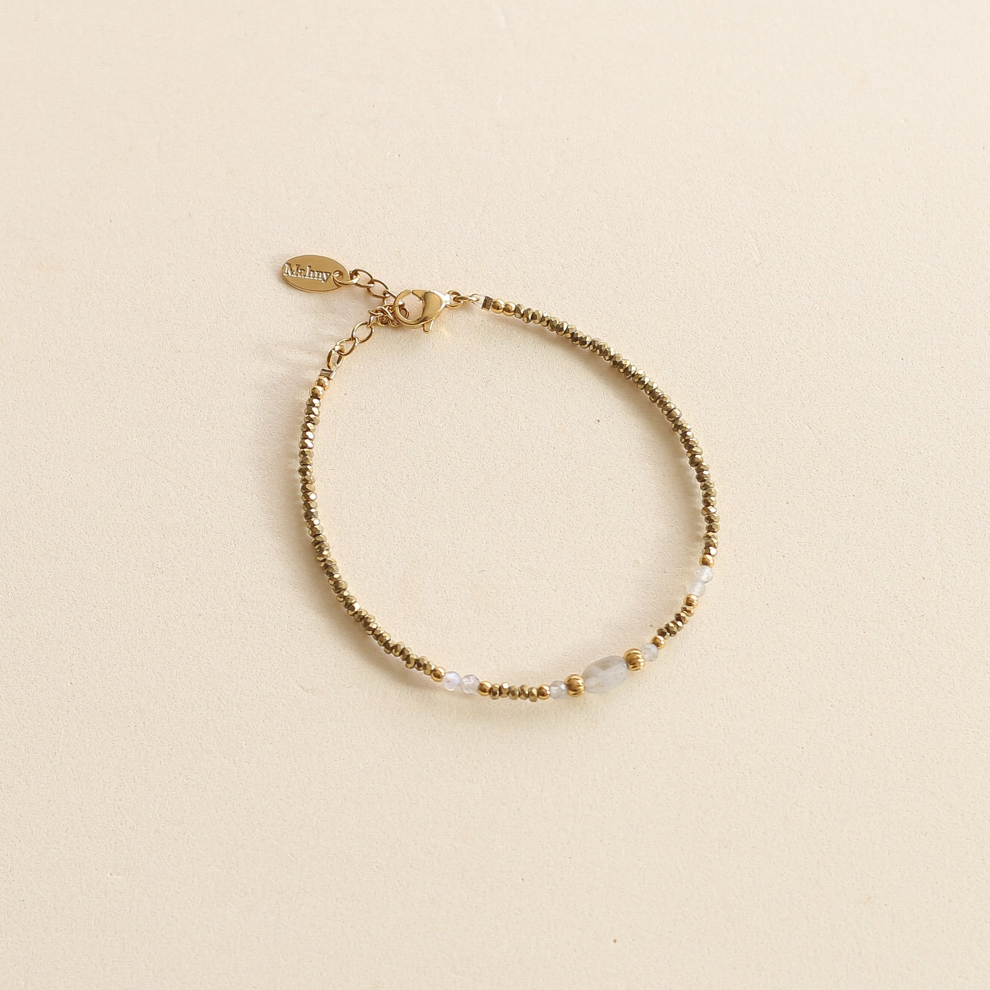 Bracelet Hématite dorée et Labradorite aux reflets bleus