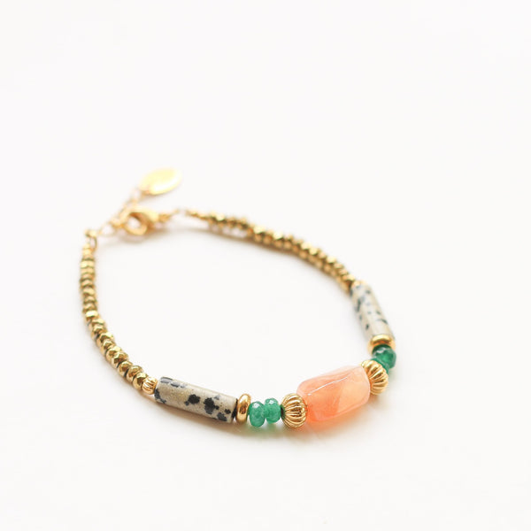 bracelet jaspe dalmatien vert orange tendance