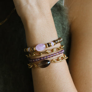 Bracelet en Bronzite et Kunzite le cadeau original pour une maman trendy