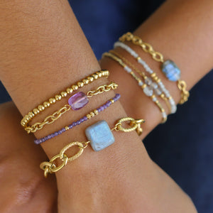 Bracelet Chaîne épaisse Labradorite assemblé à la main à Paris 