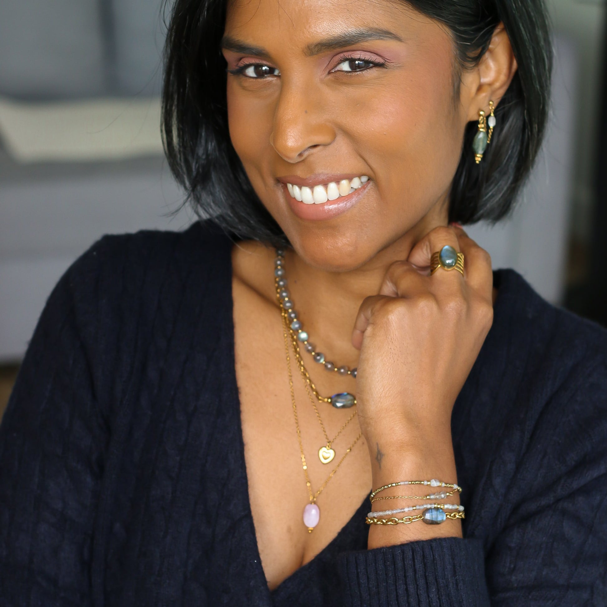 Bracelet 3 perles Labradorite pierre naturelle de protection