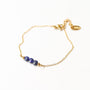 Bracelet Lapis Lazuli 3 perles, détail des pierres, pierre véritable, signé Mahny.