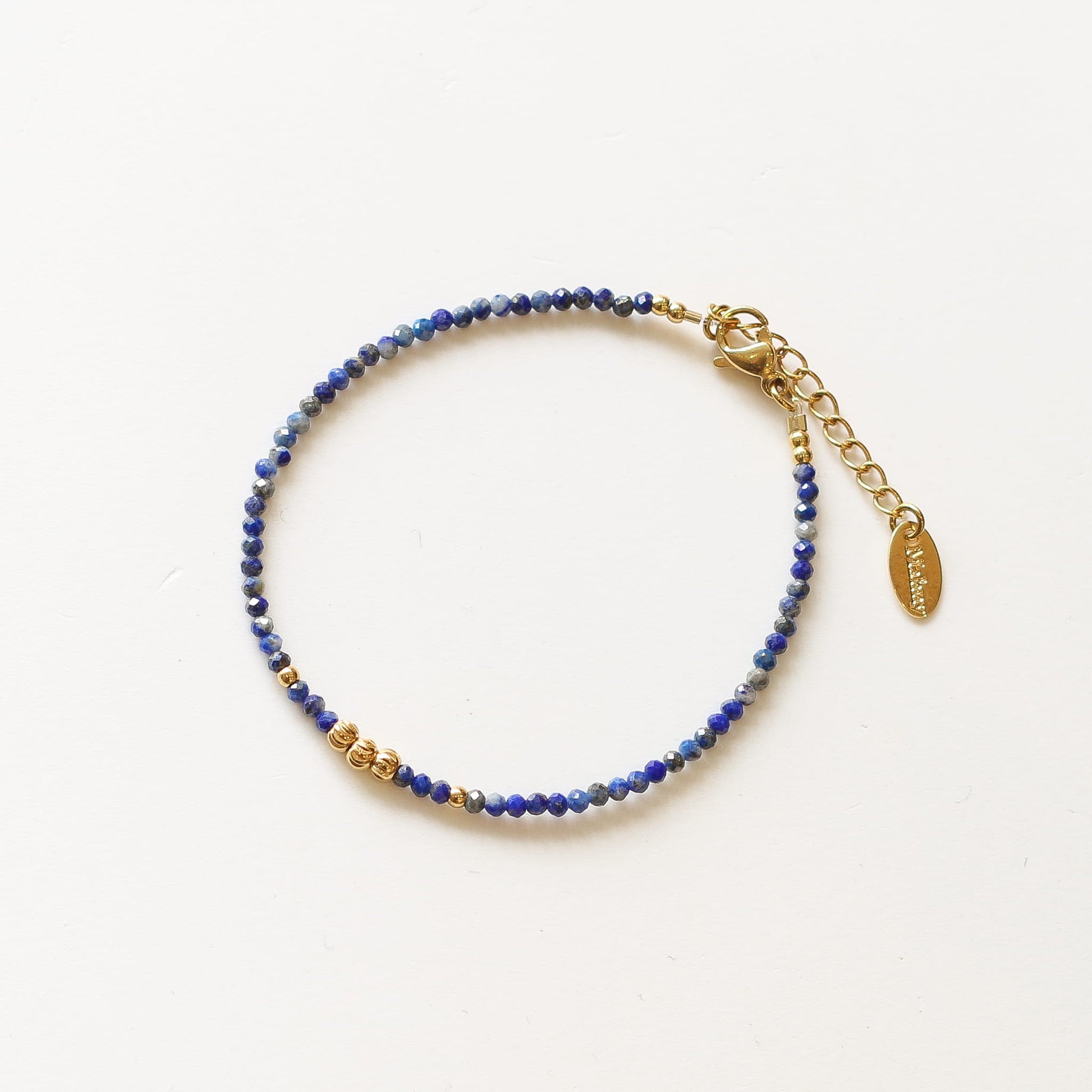 Bracelet Lapis Lazuli perlé fin, Mahny pierres assemblées main, Paris.