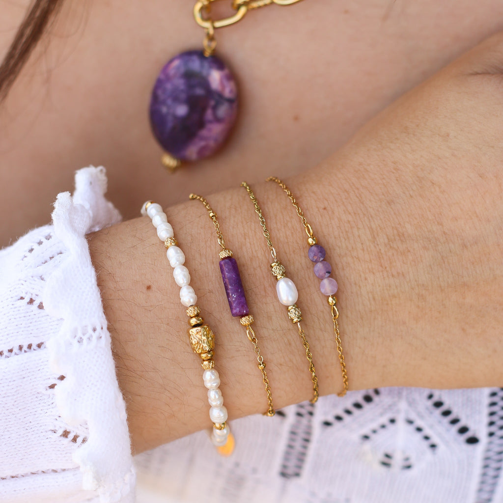 bracelet lépidolite rose pierre naturelle créatrice