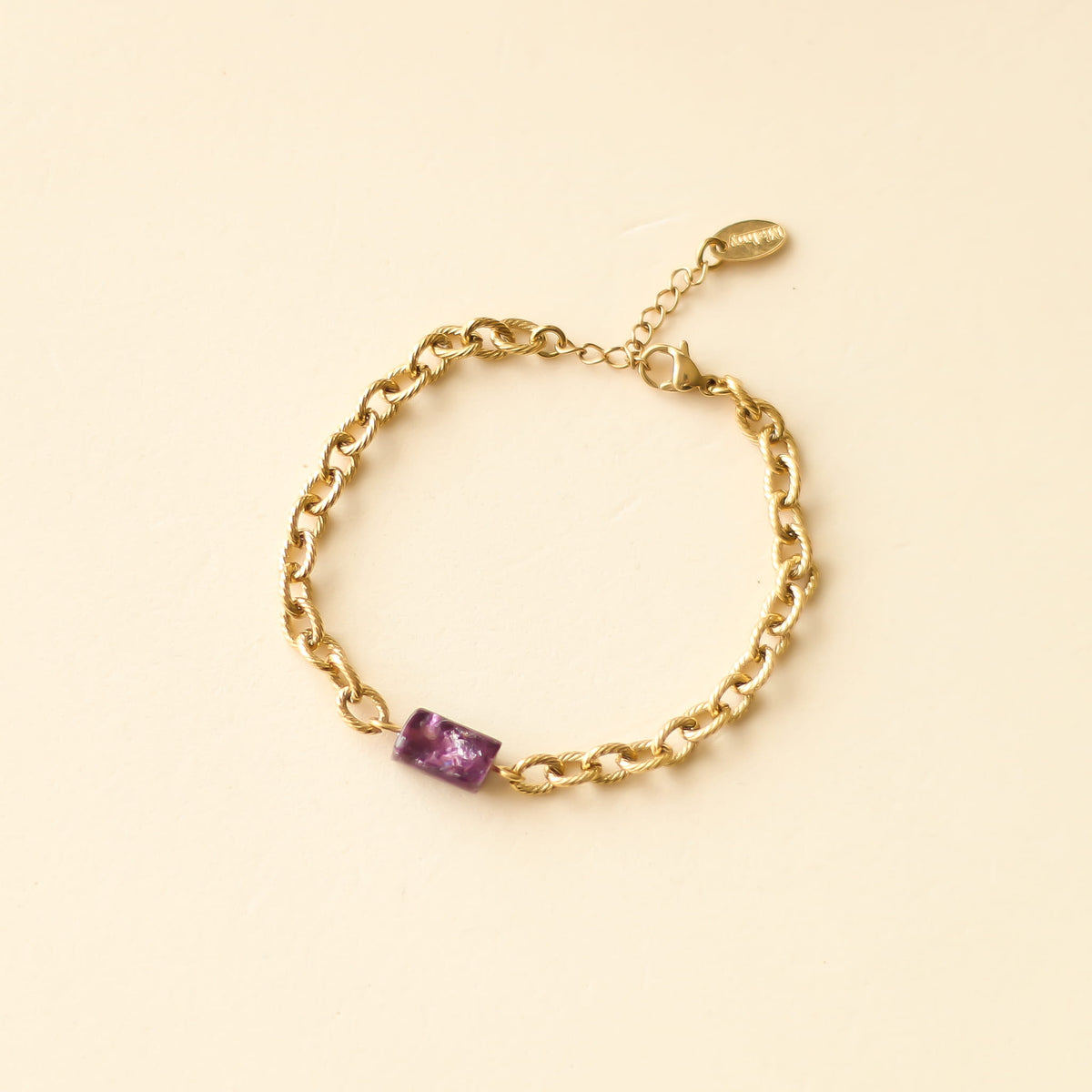Bracelet Lépidolite chaîne cordage