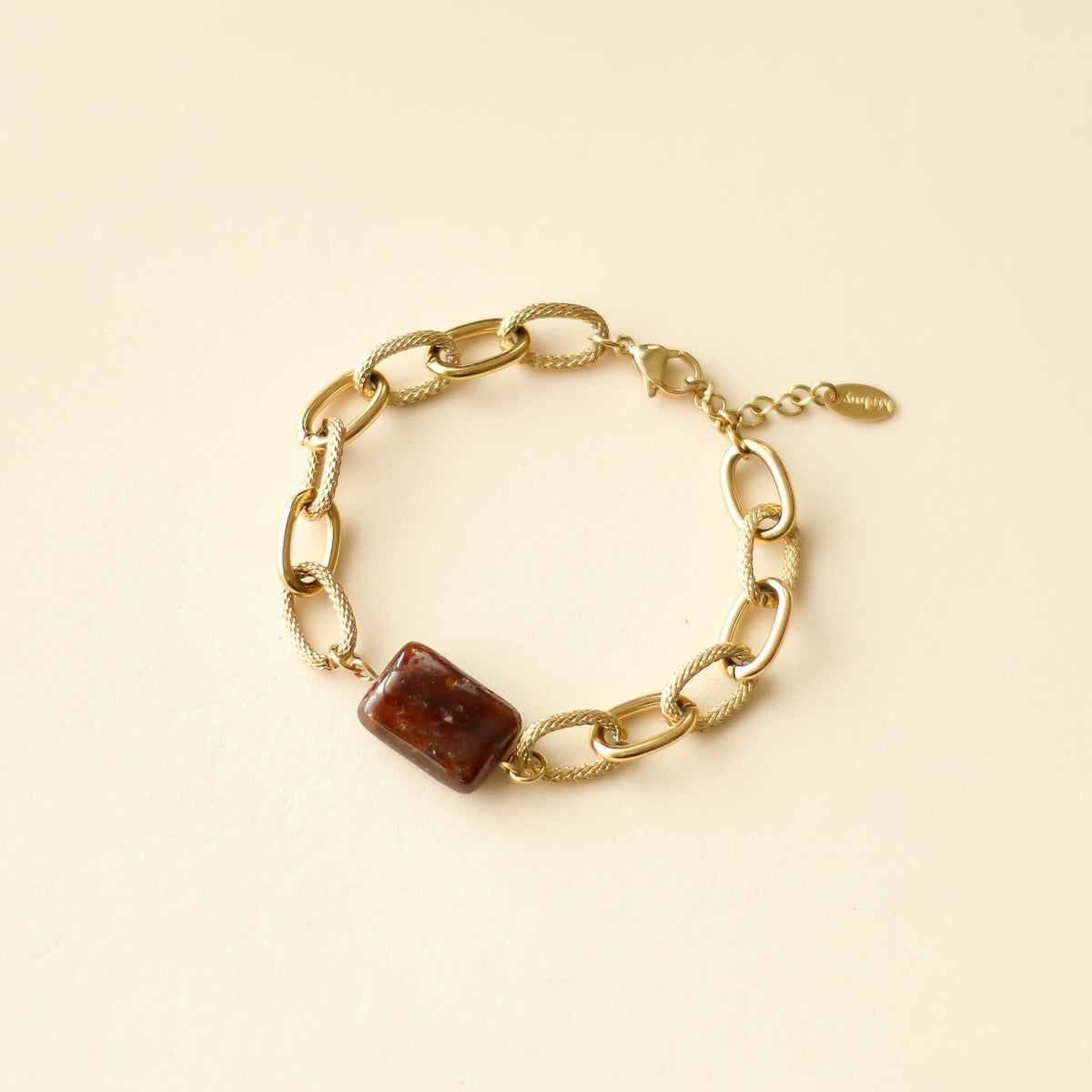 Bracelet Grenat orangé chaîne épaisse