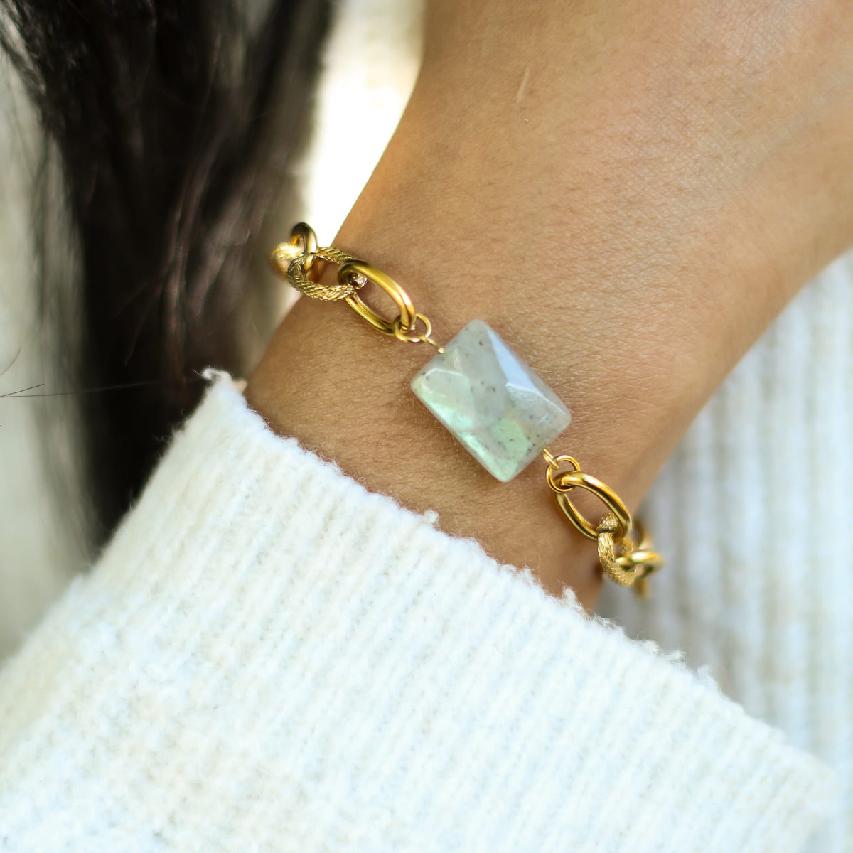 Bracelet Labradorite chaîne épaisse