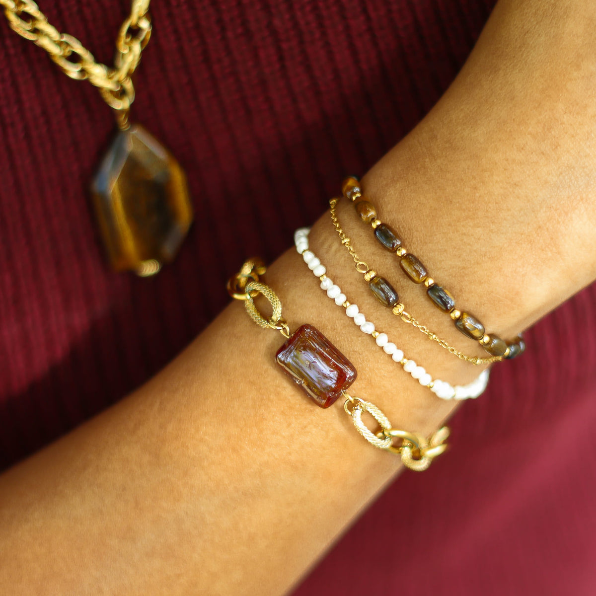 Bracelet Œil de tigre perlé