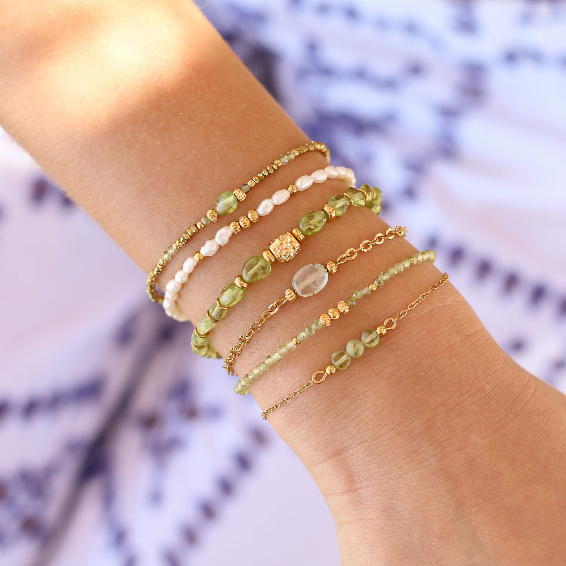 Bracelet en péridot vert, bijou femme.