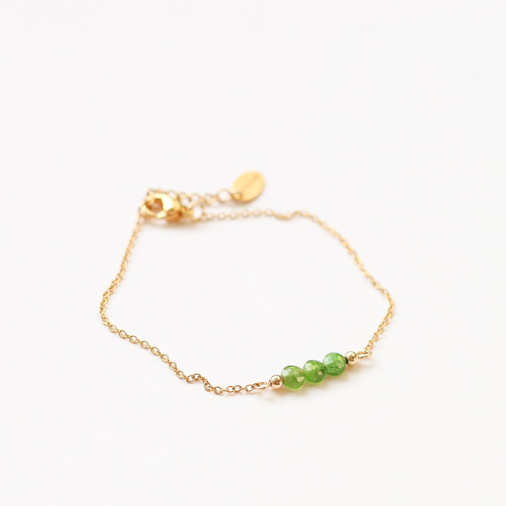 bracelet perle acier diopside femme