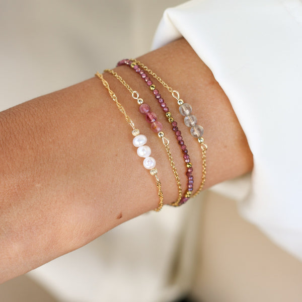 bracelet perle acier labradorite gemme