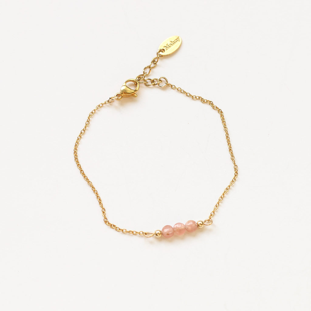 bracelet perle acier rhodochrosite gemme