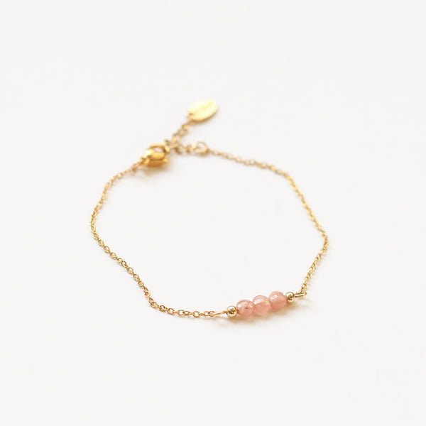 bracelet perle acier rhodochrosite créateur