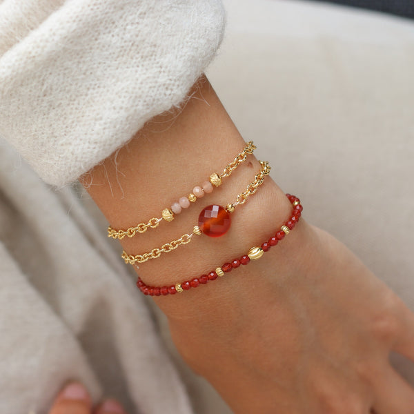 bracelet perle cornaline acier artisan