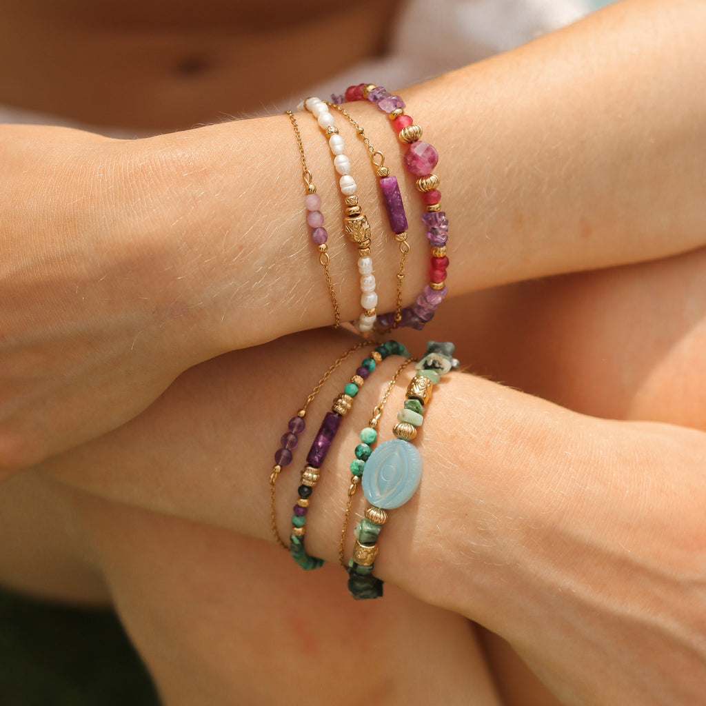 bracelet améthyste rubis violet fait main