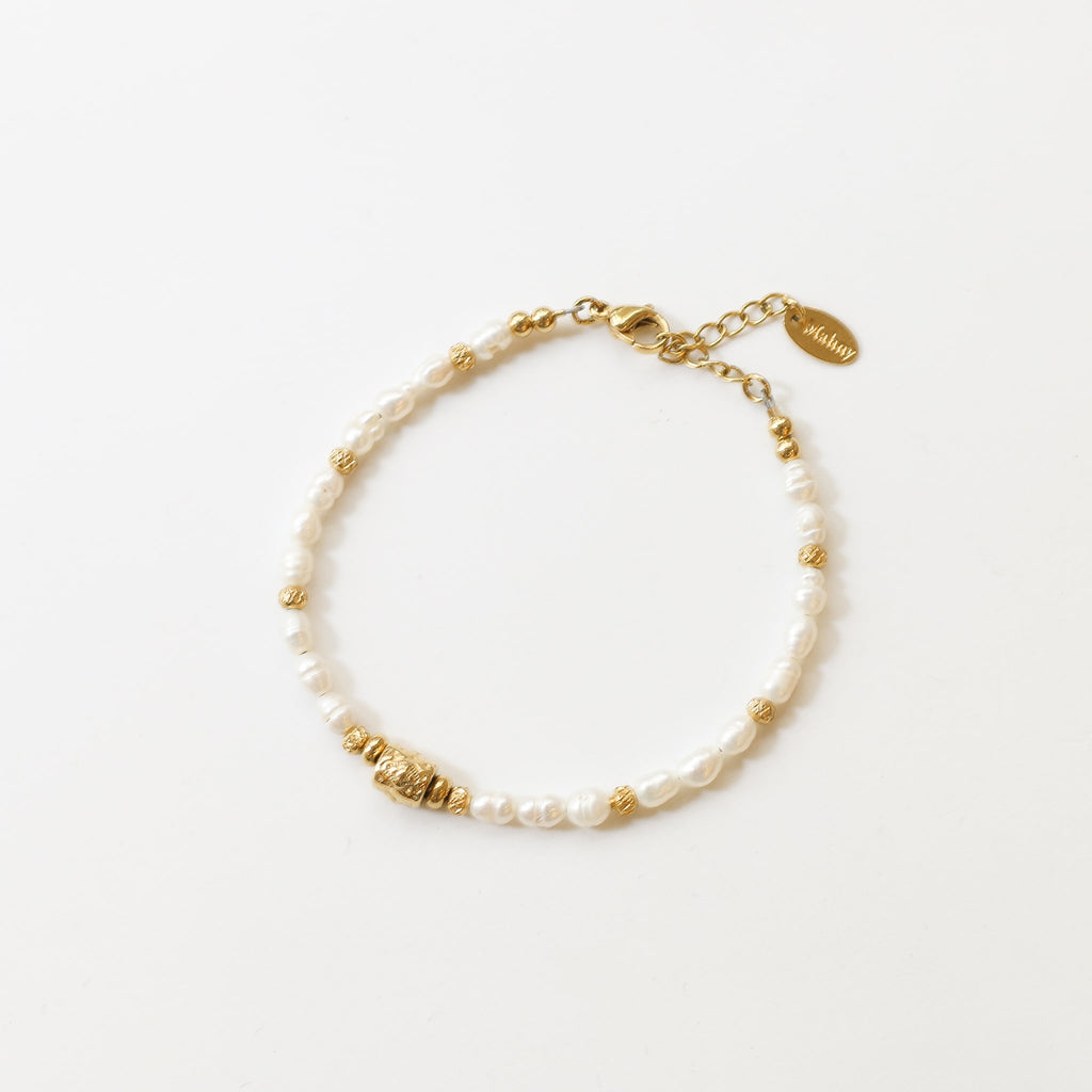bracelet perle eau douce doré pierre