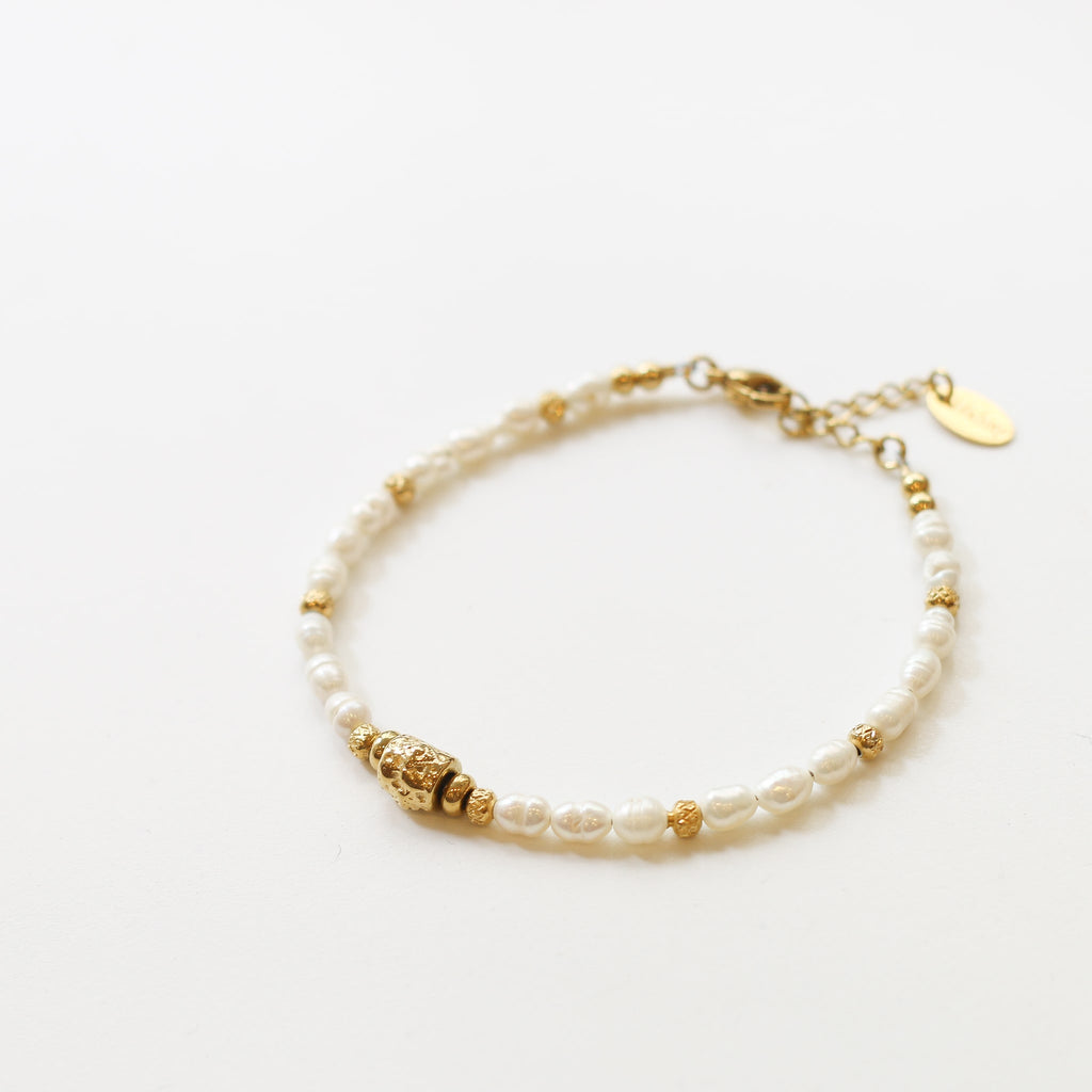 bracelet perle eau douce doré création
